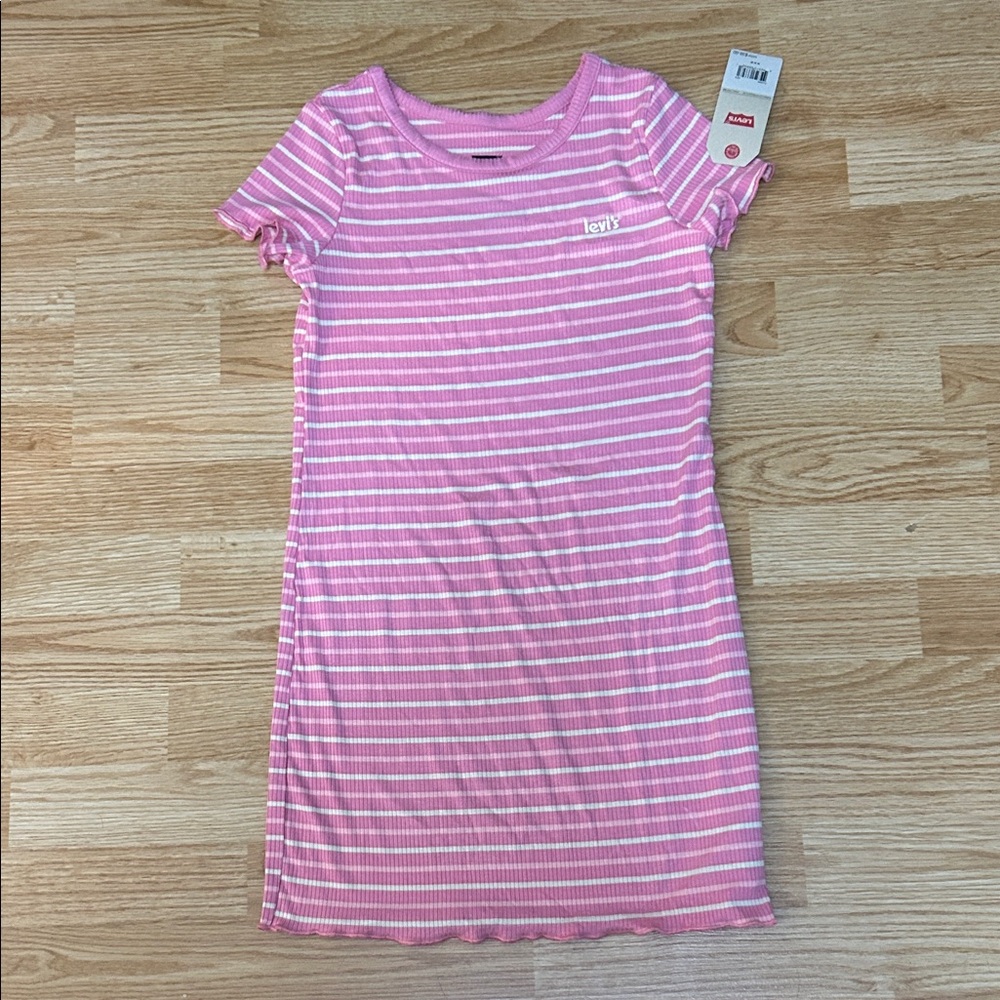Levi's Pink and White Ribbed Dress